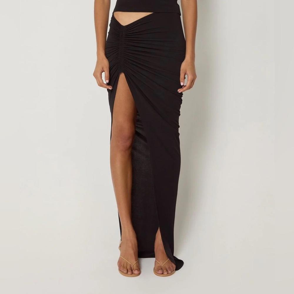 Khy Ruched Maxi Skirt Black
